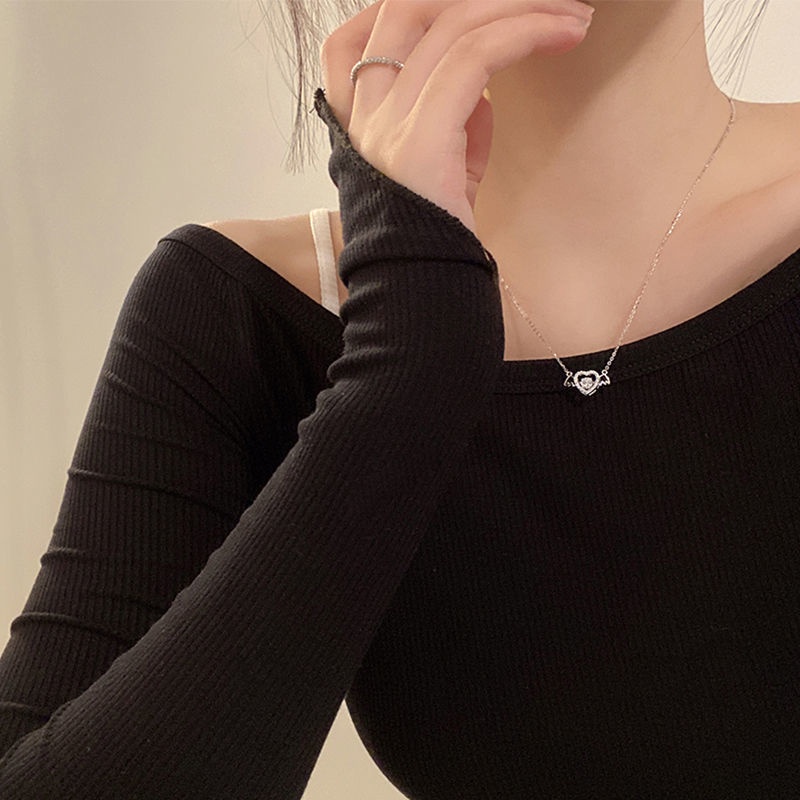 Dây chuyền mặt hình trái tim cupid phong cách Hàn Quốc thiết kế thời trang trọng lượng nhẹ 19A1319