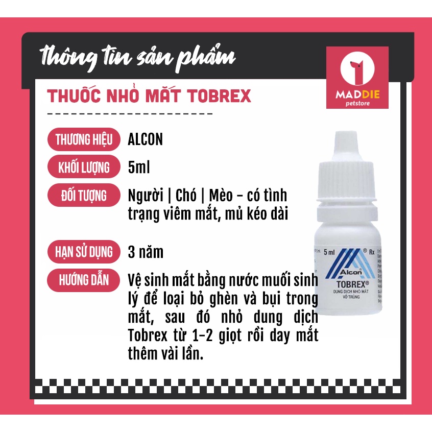 DUNG DỊCH NHỎ RỬA MẮT CHO CHÓ MÈO BIO GENTADROP - TO-BREX - NƯỚC MUỐI RỬA MẮT - MADDIE