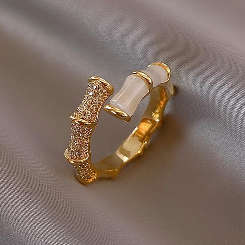 Nhẫn Hình Cây Tre Đính Đá Opal Thời Trang Sang Trọng