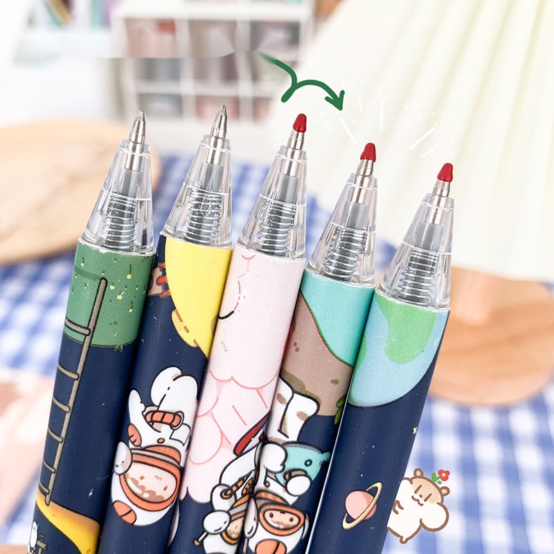 Bút Mực Nước Ngòi 0.5mm Họa Tiết Phi Hành Gia Hoạt Hình Dễ Thương Cho Học Sinh Ruột bút gel bút gel nhiều màu bút bi bấm cute