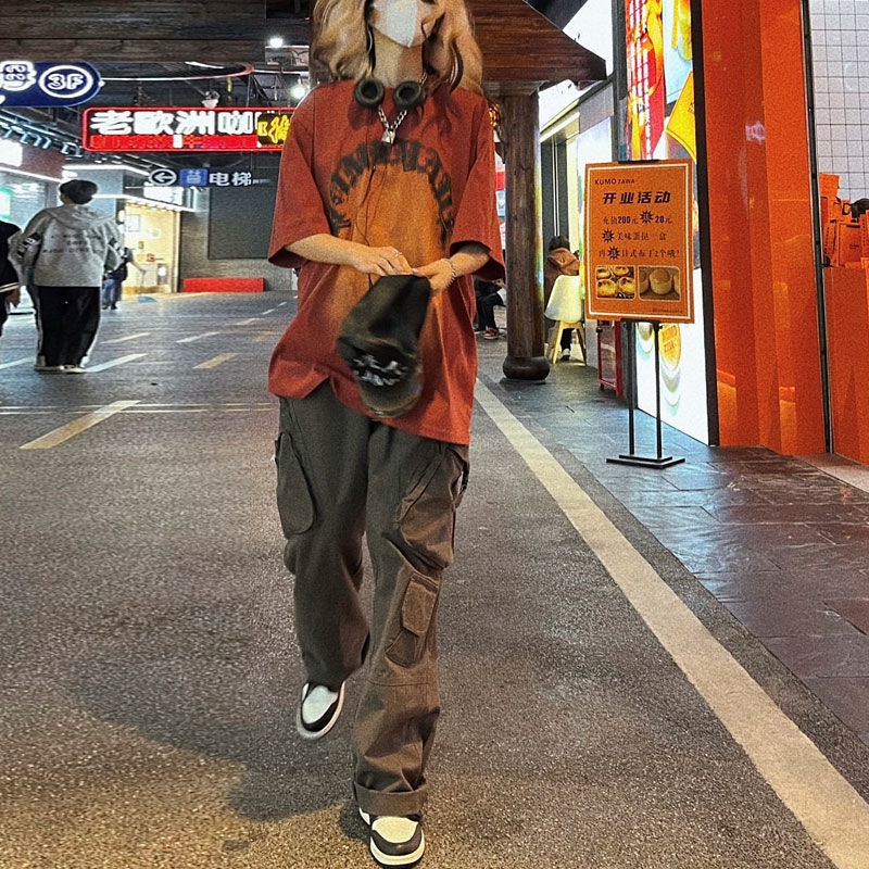 Áo Thun 100% Cotton Nguyên Chất Dáng Rộng Ngắn Tay Màu Gradient Phong Cách Hip Hop Retro Mùa Hè Cho Học Sinh