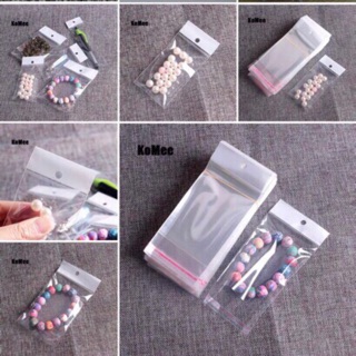 50 túi OPP size nhỏ dán miệng có màng ngọc treo phụ kiện