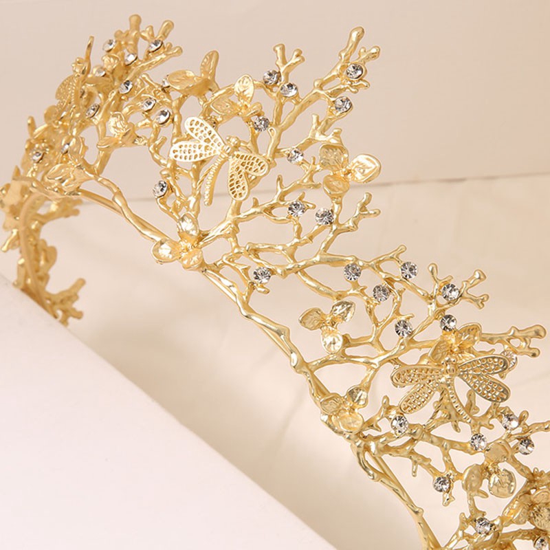 Vương miện cài tóc đính đá màu vàng sang trọng đáng yêu