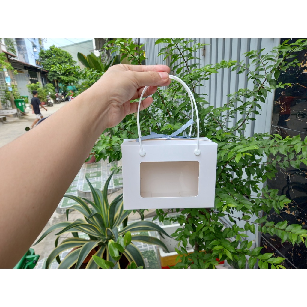 50 cái - Hộp giấy trắng mica mặt kính đựng quà tặng thực phẩm, set yến chưng baby - Hộp Q2 trắng