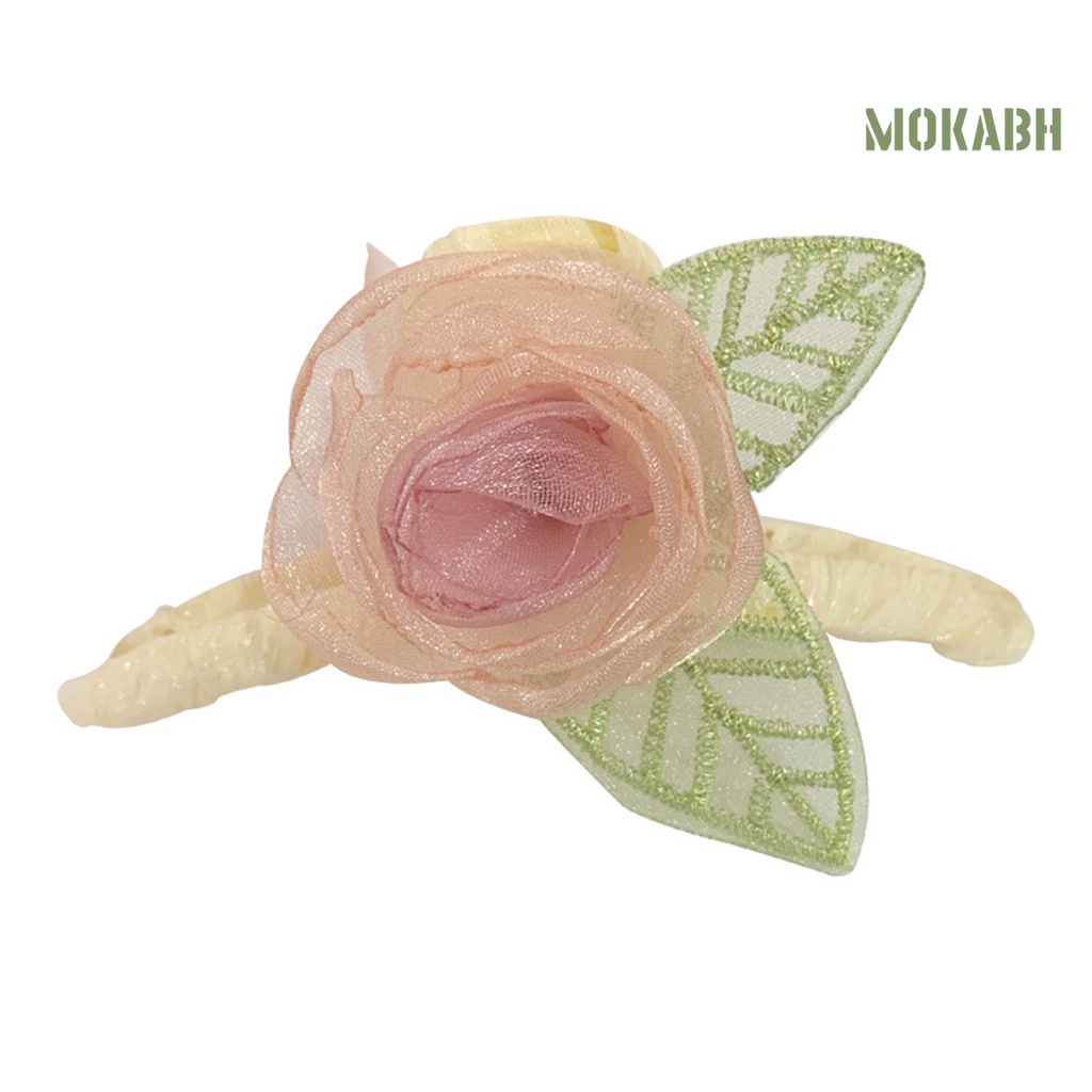 < Kẹp Tóc Càng Cua Bằng Vải Lưới Trang Trí Hoa Tinh Tế Chất Lượng Cao Phong Cách Ngọt Ngào Cho Nữ >