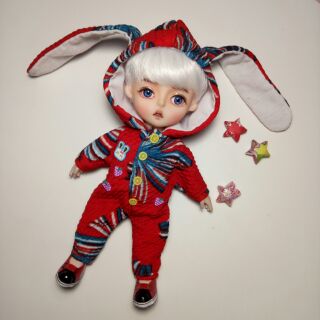 Áo mũ thỏ cho búp bê baboliy 1/8