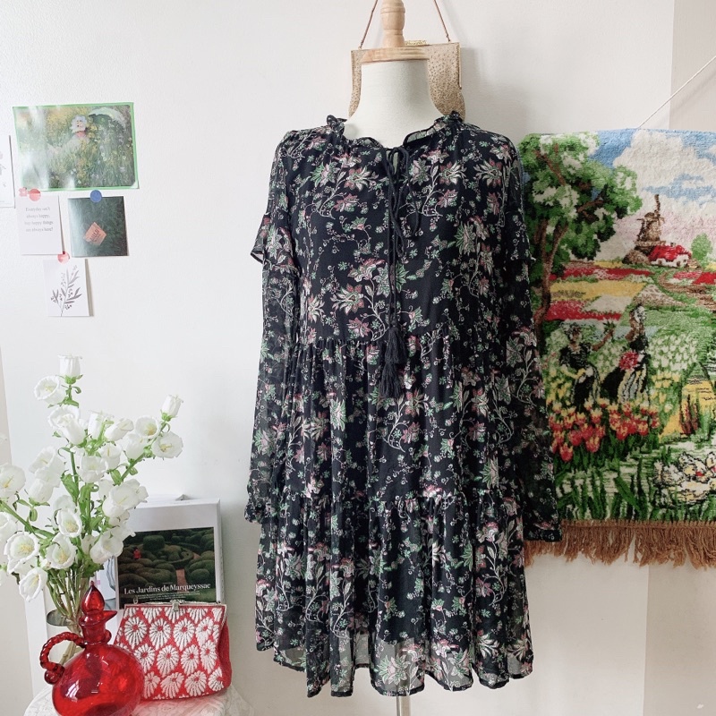 Đầm voan babydoll hoa Cache Cache