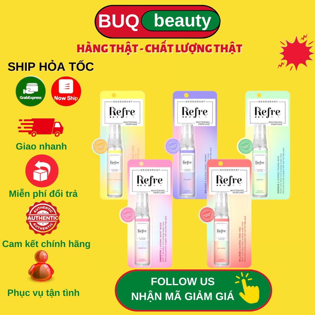 Xịt khử mùi Refre Whitening hương nước hoa dưỡng trắng vùng nách 30ml