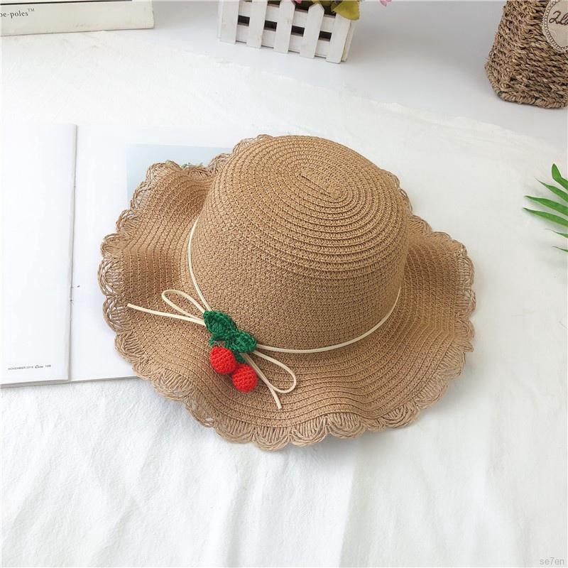 Mũ Cói Đính Nơ Trái Cây Xinh Xắn Cho Bé Gái