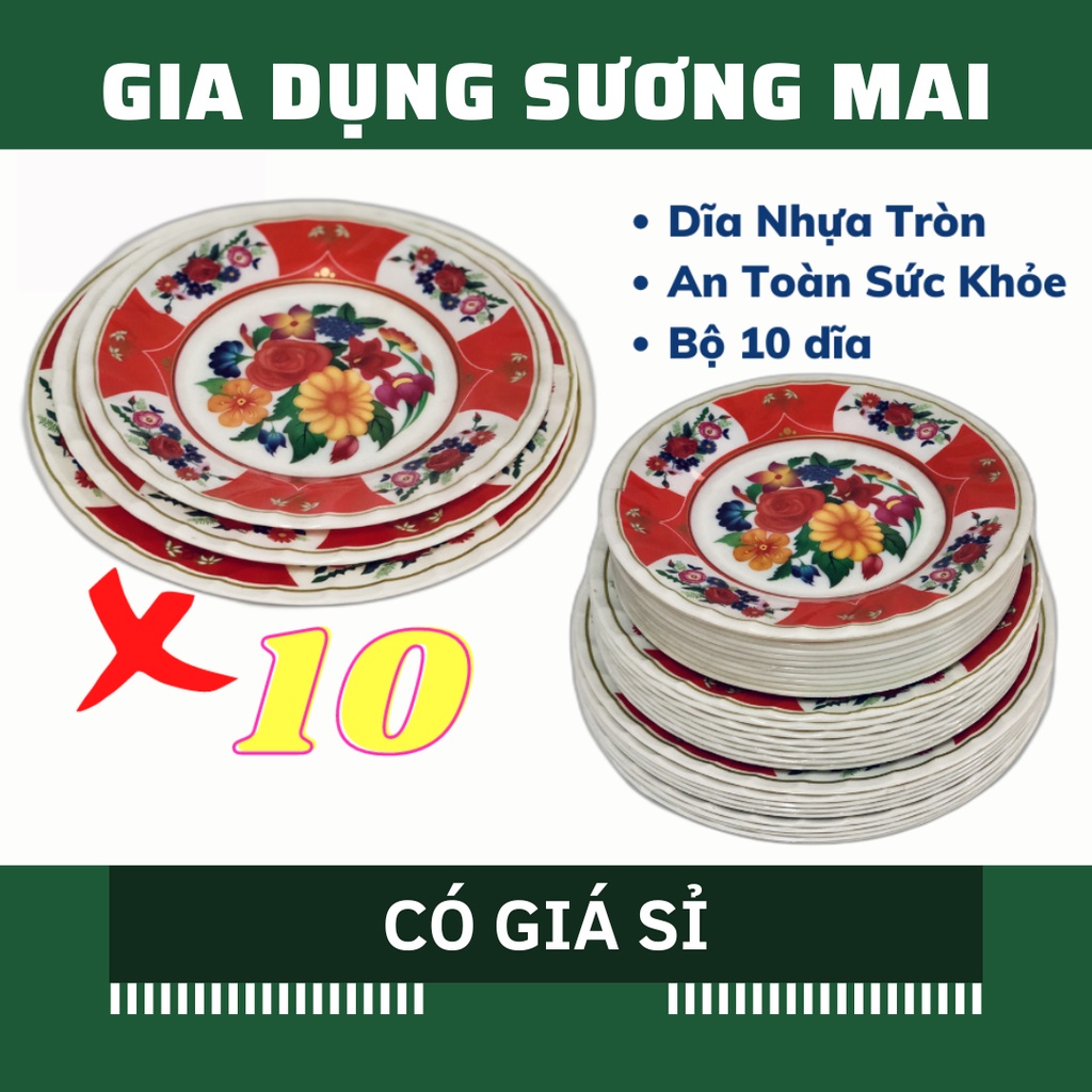 [Giá Sỉ] Bộ 10 Dĩa Nhựa Tròn Đủ Kích thước An Toàn Sức Khỏe