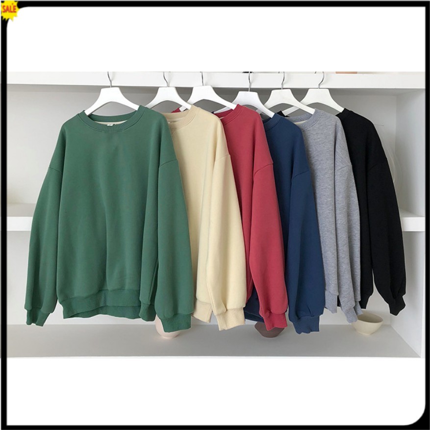 Áo Sweater Cổ Tròn Dài Tay NAM Nữ Chất Vải Nỉ Poly Hàng Freesize 1 Cỡ Form Dáng Rộng Dưới 65kg Mặc Vừa K21