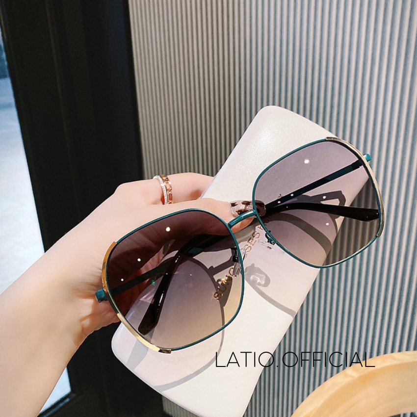 Kính mát nữ LATIO cao cấp mẫu mới 2023 được thiết kế gọng kim loại với tone màu trẻ trung mang phong cách Hàn Quốc -KM38