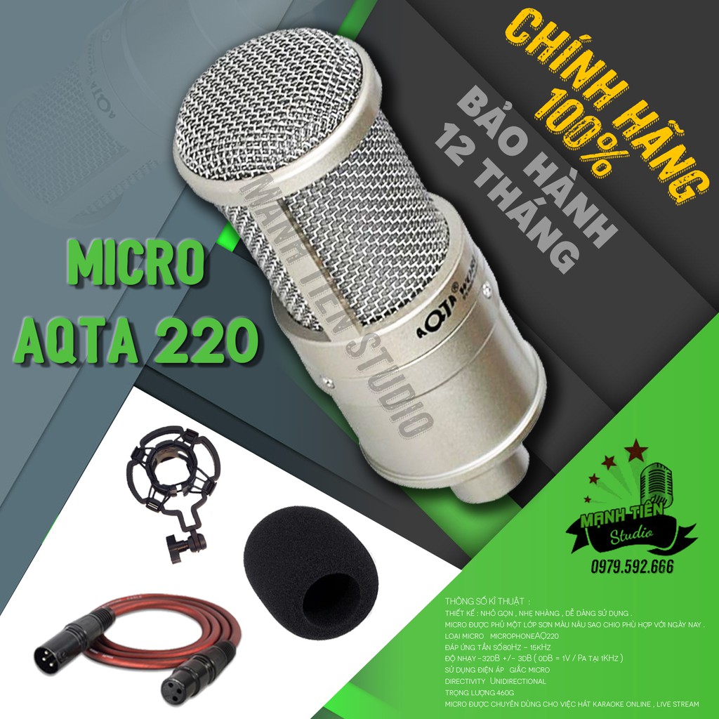 [CAO CẤP] Micro thu âm AQ220 - hát karaoke, phát livetream fb,bigo - thu âm chuyên nghiệp - hàng chính hãng giá tốt