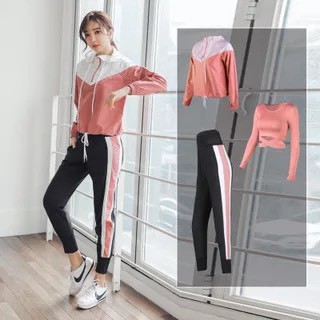(BT10) Bộ Tập GYM YOGA  Thể Thao Nữ , Hàng Quảng Châu , Quần Tập Và Ao Khoác Tiện Dụng