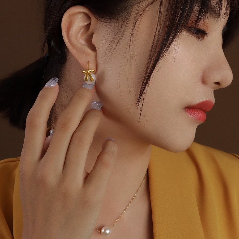 Bộ Trang Sức Bông Tai Hoặc Dây Chuyền Ngọc Trai Nhân Tạo Titan Ko Han Rỉ TT 3783