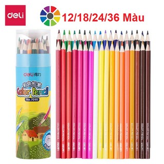 Hộp Bút Chì Màu Gỗ Deli - Có Kèm Chuốt