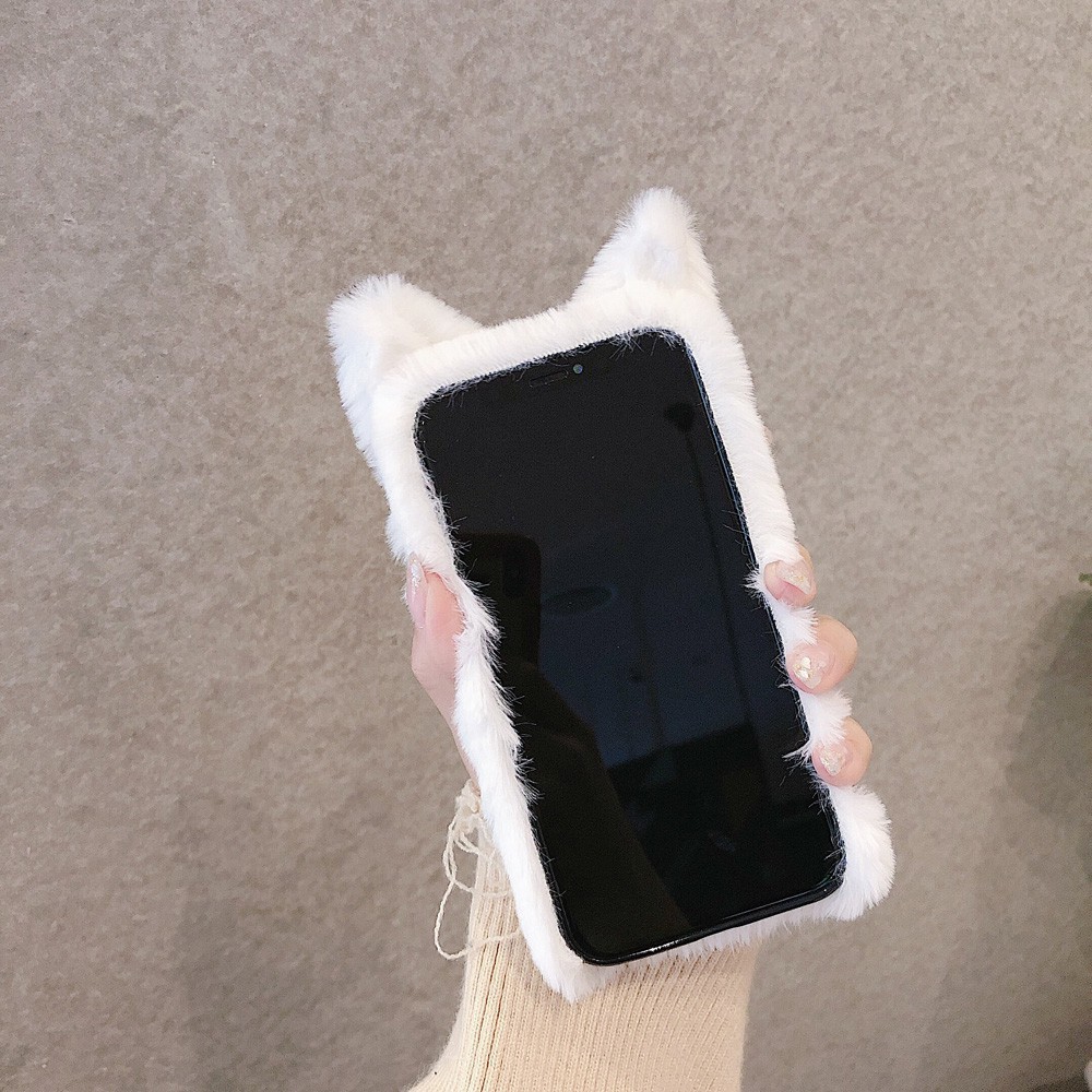 Ốp Điện Thoại Lông Nhung Hình Mèo Cho iPhone XS Max XR X 12 13 11 Pro Max 6 6s PLUS 7 8 PLUS