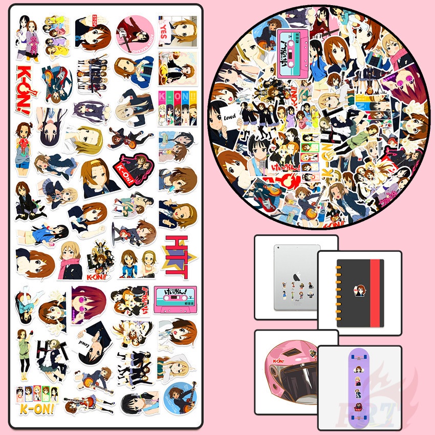 Set 100 miếng dán trang trí chống thấm nước họa tiết hoạt hình K-ON!Hirasawa Yui Series A