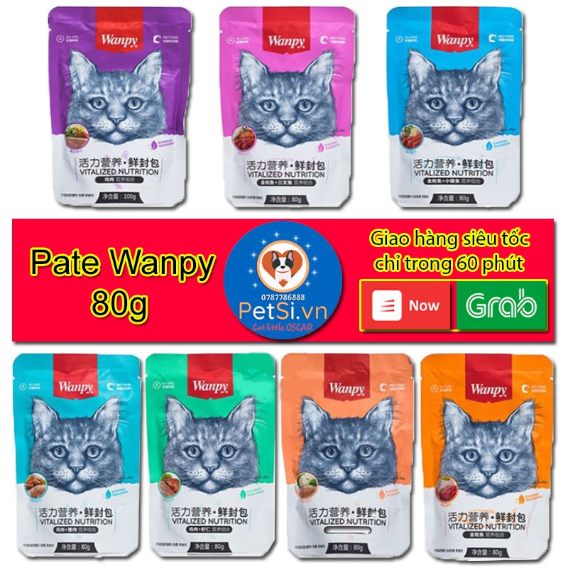 [Sỉ LH] Pate Wanpy dành cho mèo kén ăn gói 80gr 7 Vị