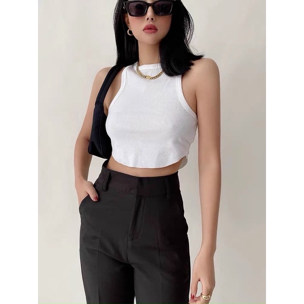 Áo croptop sát nách vạt bầu f21
