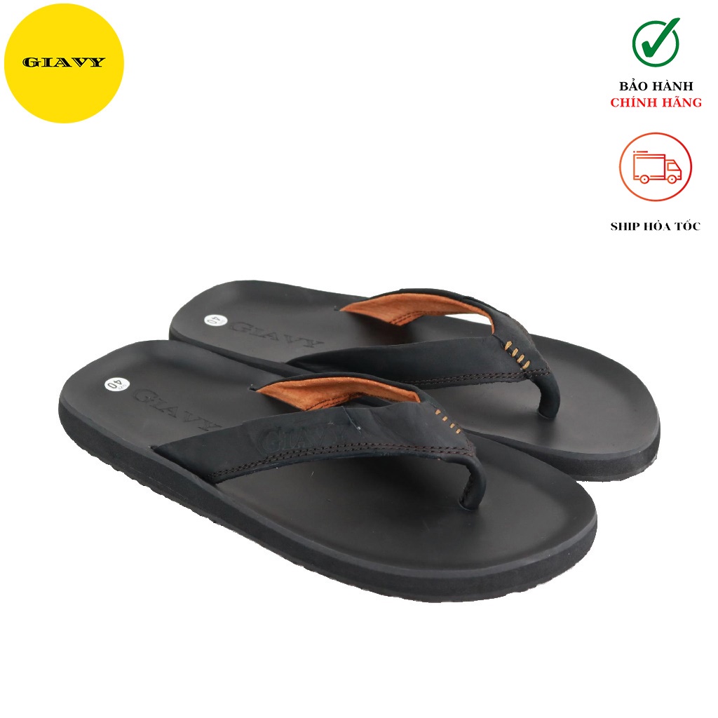 Dép kẹp nam, dép nam quai da mặt cao su, DTL218 - GIÀY GIAVY