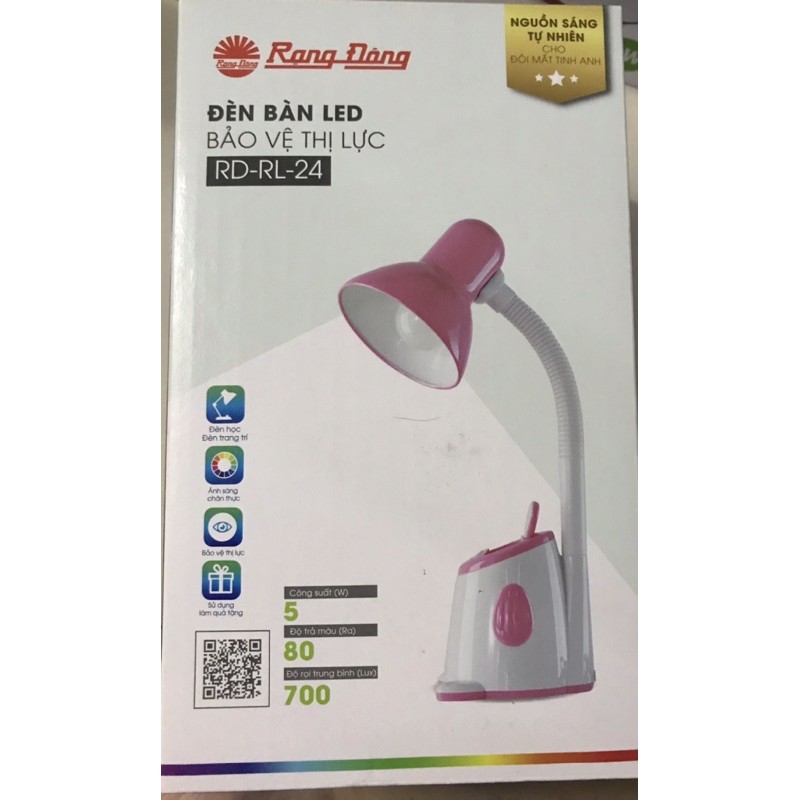 Đèn học để bàn Rạng Đông RD-RL-24 kèm bóng đèn LED 5W tiết kiệm điện, bảo vệ mắt