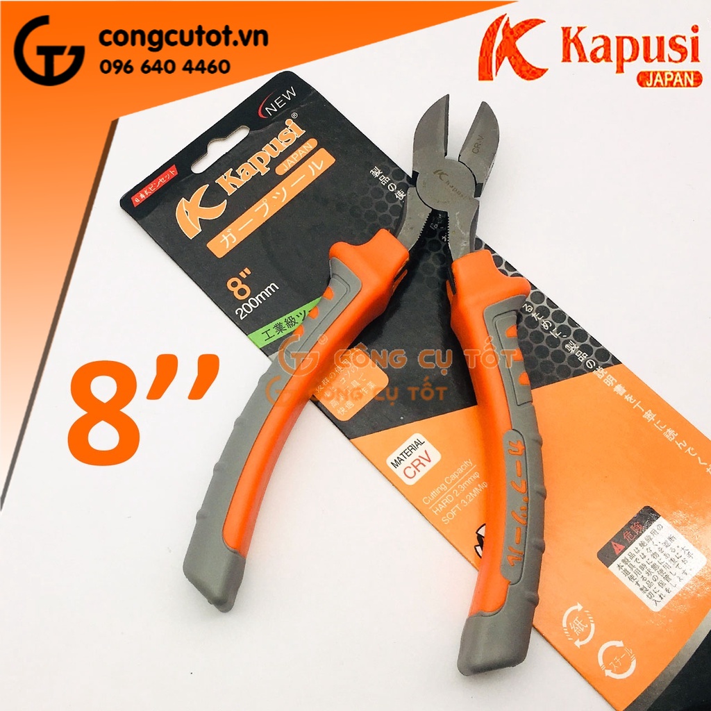 Kìm cắt thẳng 8inch 200mm Kapusi