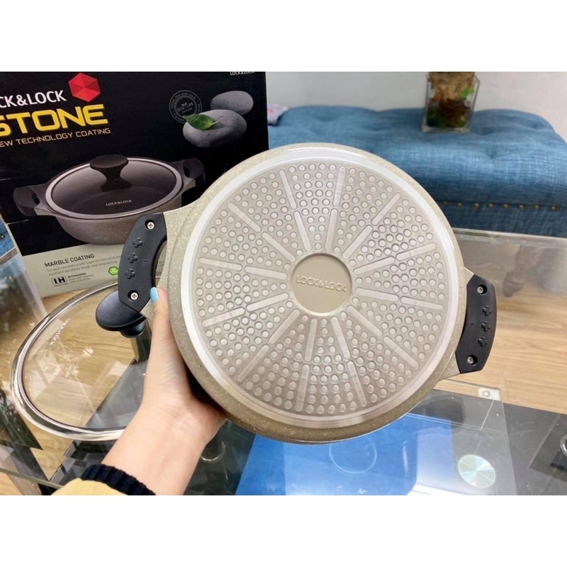 NỒI LOCK ĐÁ 7 LỚP STONE PHI 24CM LOCK LOCK