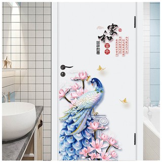 Decal dán tường   chim công 3D SIÊU ĐẸP