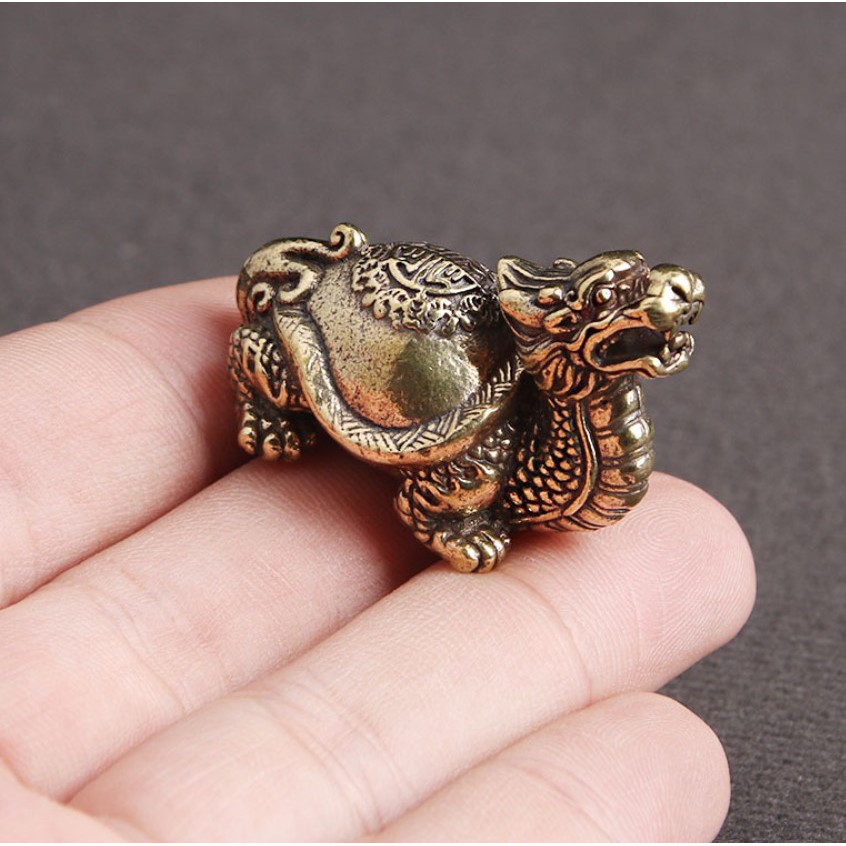 Tượng Long Quy bằng đồng - 🎁FREESHIP🎁Tượng đồng phụ kiện tiểu cảnh, bàn trà, trang trí bonsai, bàn làm việc
