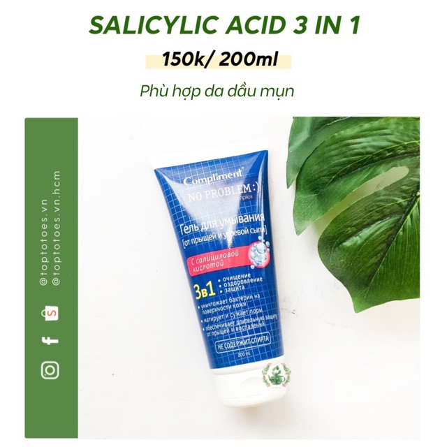 Gel rửa mặt Compliment No Problem giảm viêm, mụn | Thế Giới Skin Care