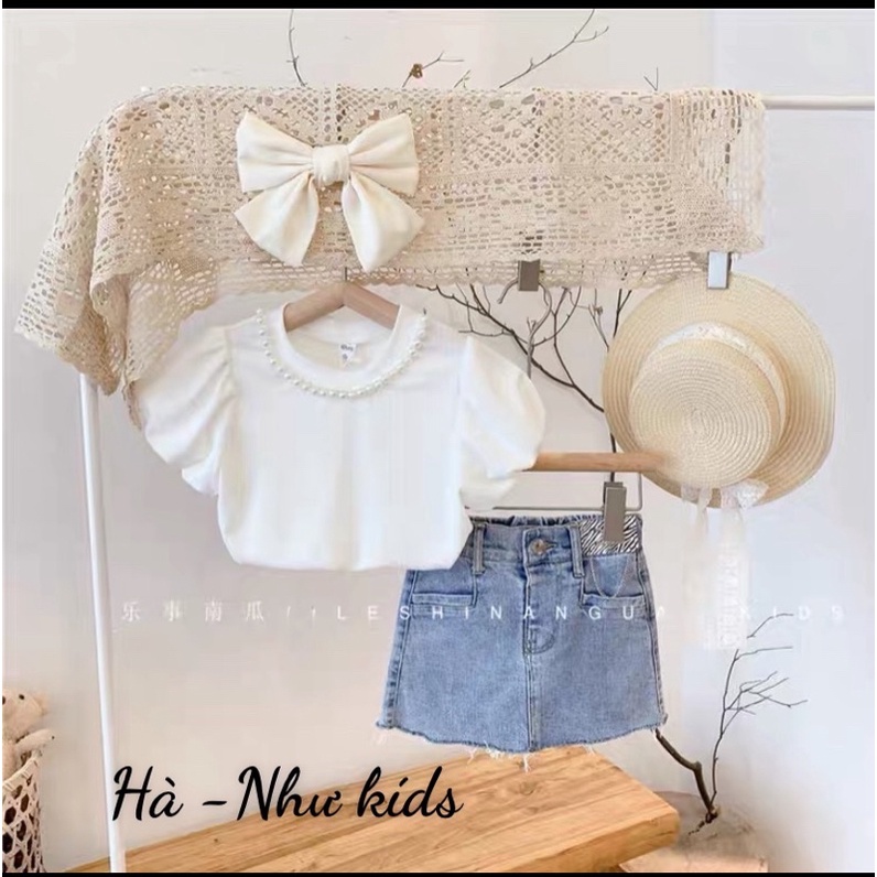 Xả Set áo chuỗi hạt kèm cv jean bé gái