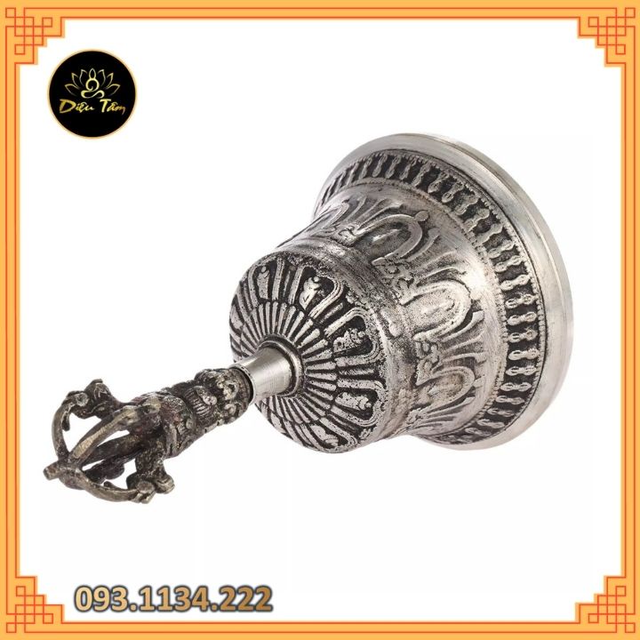 Linh chử chuông chày kim cang đồng mạ bạc Tây Tạng Vajra