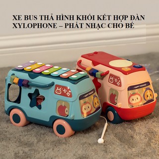 XE BUS THẢ HÌNH KHỐI KẾT HỢP ĐÀN XYLOPHONE – PHÁT NHẠC CHO BÉ