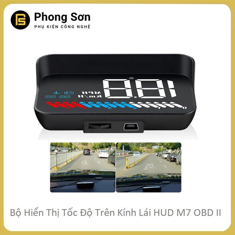 Bộ hiển thị tốc độ trên kính lái HUD M7 - OBD2 dành cho Xe hơi - BH 06 Tháng