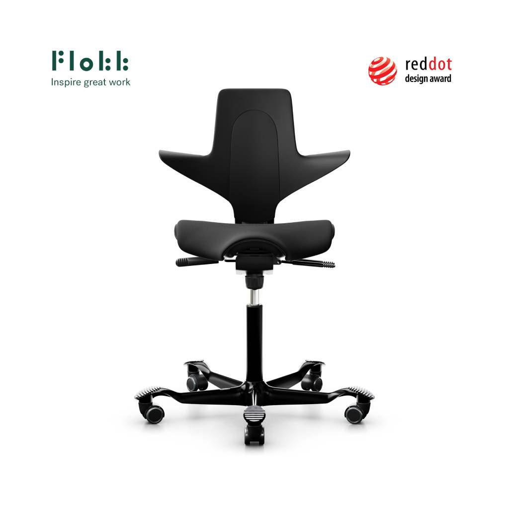Ghế công thái học Flokk - HAG Capisco Puls 8020 - Đệm dày siêu êm - Màu đen