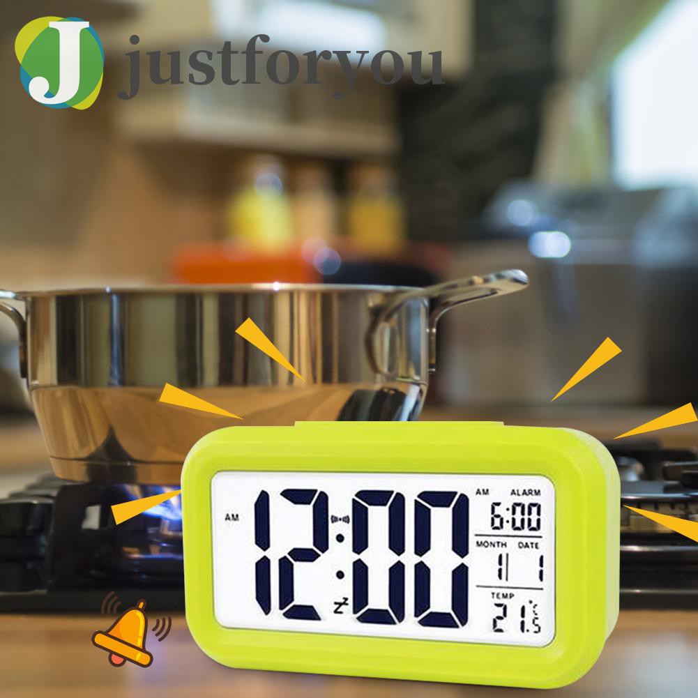 Justforyou Temperature Alarm Clock LED Digital Backlight Calendar Snooze Mute Clock