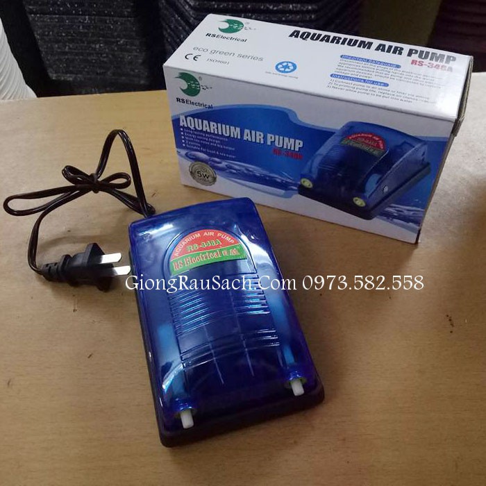 Máy sủi khí oxi bể cá cảnh rs 348A 2 vòi tặng ngay dây sủi, viên sủi, RS 248A 1 vòi tặng dây sủi  viên sủi