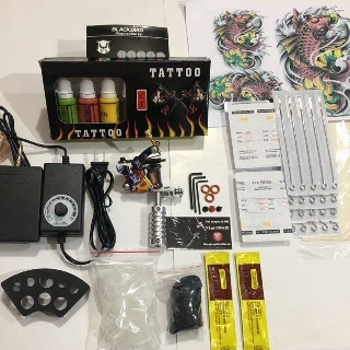 Combo bộ 1 máy xăm Học viên + Set 7 màu mực Tattoo ink + Phụ kiện