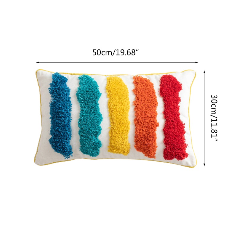 Vỏ Gối 30x50cm Họa Tiết Sọc Cầu Vồng Phong Cách Boho