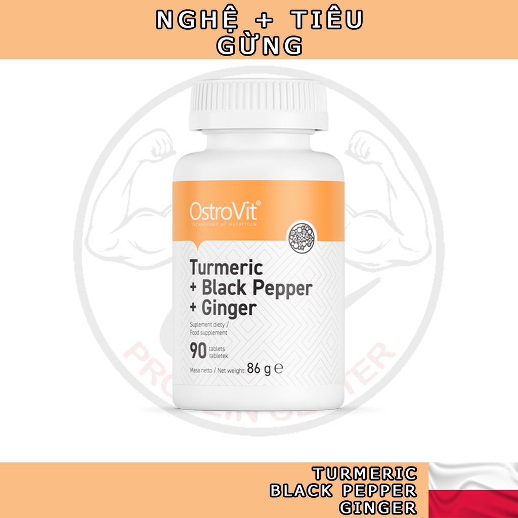 Tinh Chất Nghệ Vàng + Gừng + Tiêu Đen OstroVit Turmeric + Black Pepper + Ginger (90 viên) - Protein Center