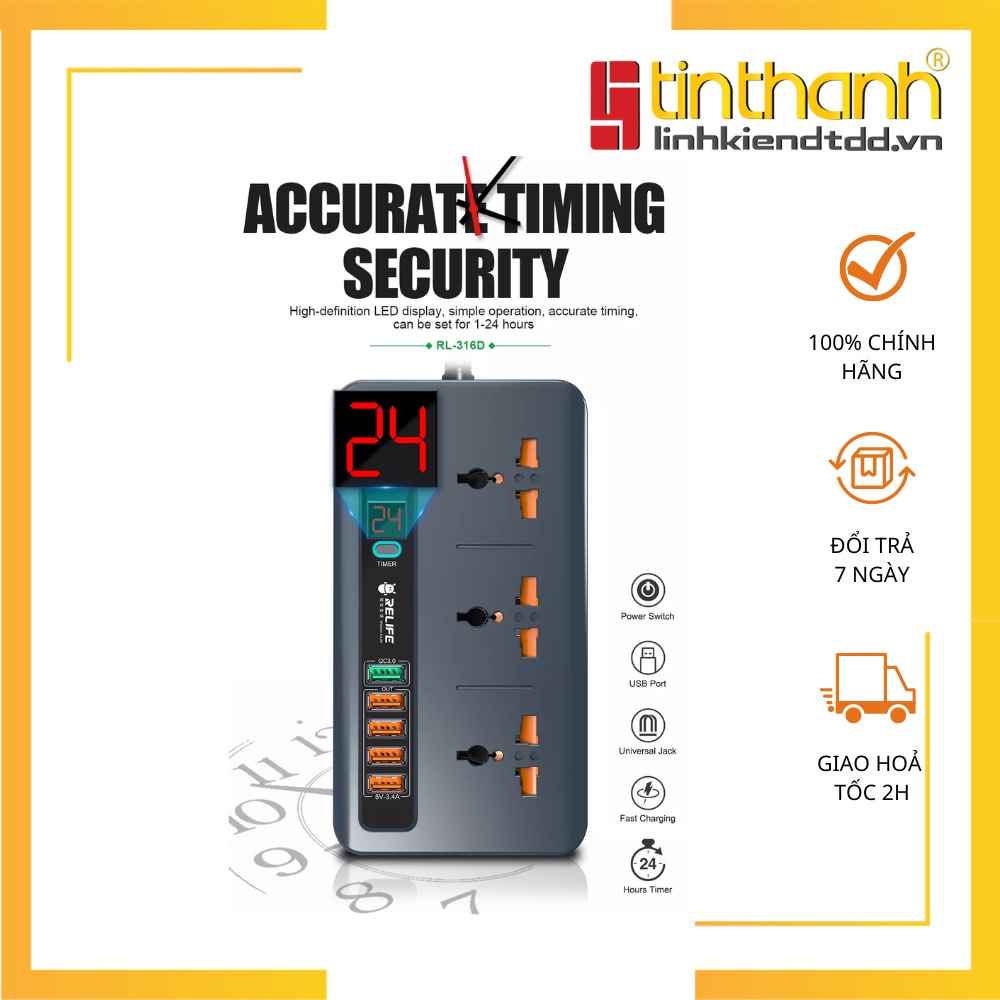 Ổ cắm điện đa năng RL-316D-Relife kèm 5 cổng usb
