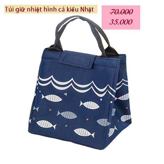 Túi giữ nhiệt hoa văn hình cá kiểu Nhật