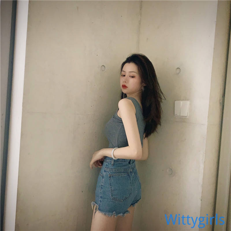 Wittygirls_shop | Áo Không Tay Dáng Rộng Màu Sắc Đơn Giản Cho Nữ