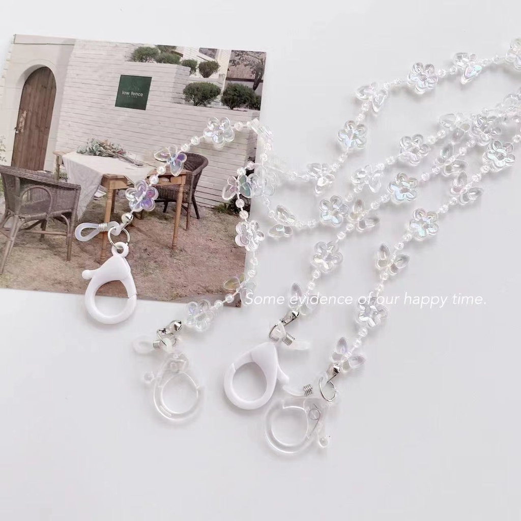 Dây Đeo Mắt Kính Bằng Acrylic Trong Suốt Hình Hoa Bướm Đơn Giản Phong Cách Mới