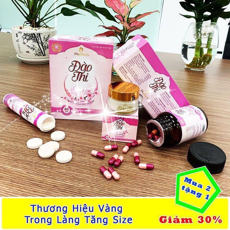 Viên uống nở ngực Đào Thi  tăng vòng 1 cực to - sủi + viên uống + kem bôi massage