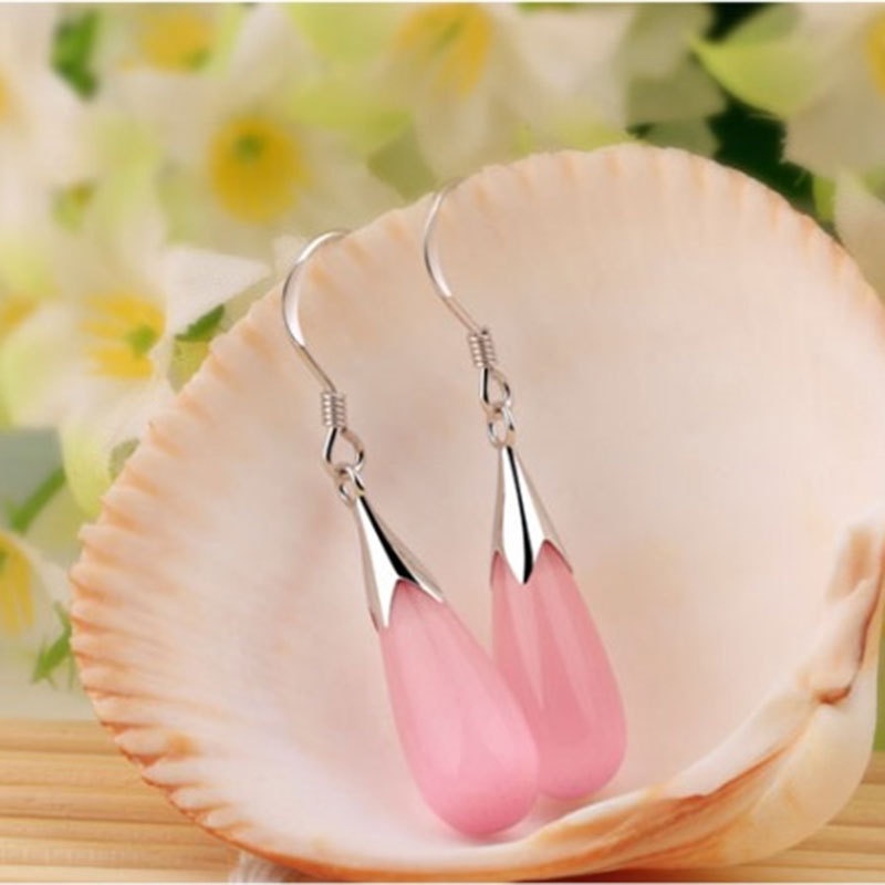 Khuyên Tai Hình Giọt Nước Đính Đá Opal Phong Cách Thời Trang Đơn Giản Độc Đáo Dành Cho Nữ