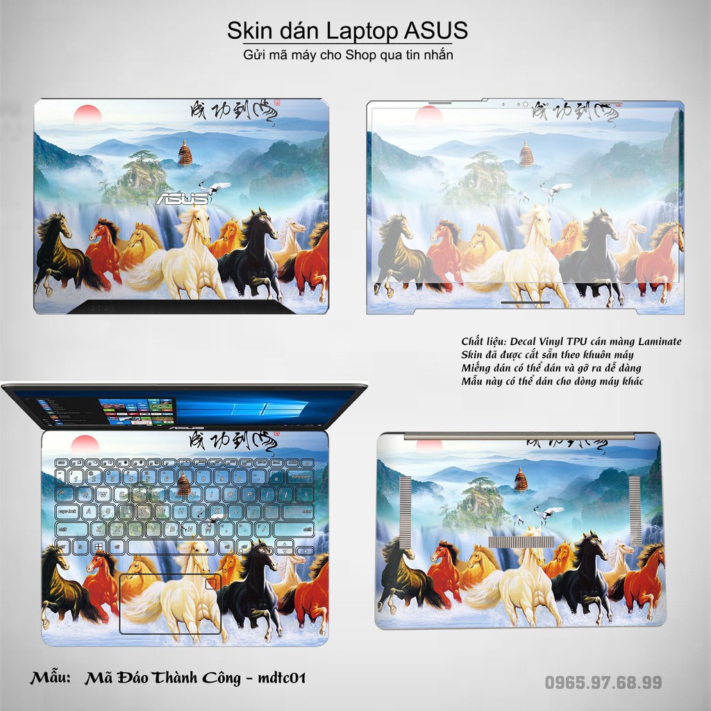 Skin dán Laptop Asus in hình Mã Đáo Thành Công (inbox mã máy cho Shop)