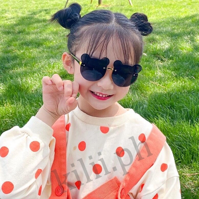 Kính Mát Bảo Vệ Chống Tia UV400 Hình Tai Gấu Dễ Thương Dành Cho Trẻ Em