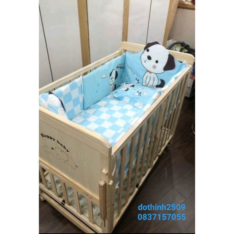 GIƯỜNG/CŨI GỖ ĐA NĂNG CHO BÉ KÈM BỘ QUÂY CŨI
